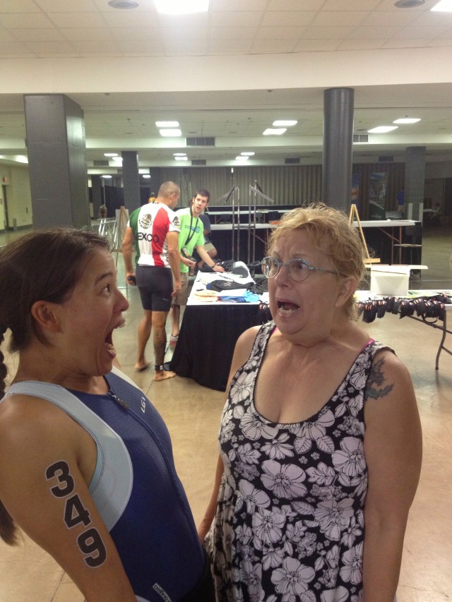 4:45am in the Transition Arena.  Freaking out with Mom :)