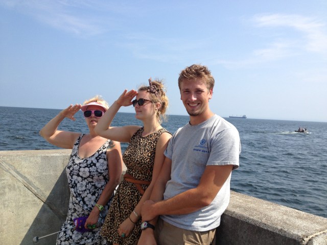 Suport crew reporting for duty.  Nancy, Annalesa, and Will.  They managed to eat breakfast, go shopping, and have a beer in between cheering me on. 